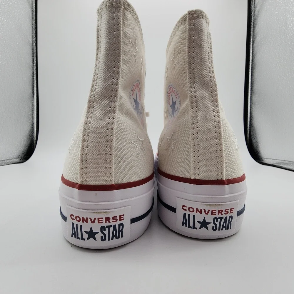 Converse Chuck Taylor All Star Lift Platform Womens 8.5 Vintage White Stars‎ NEW